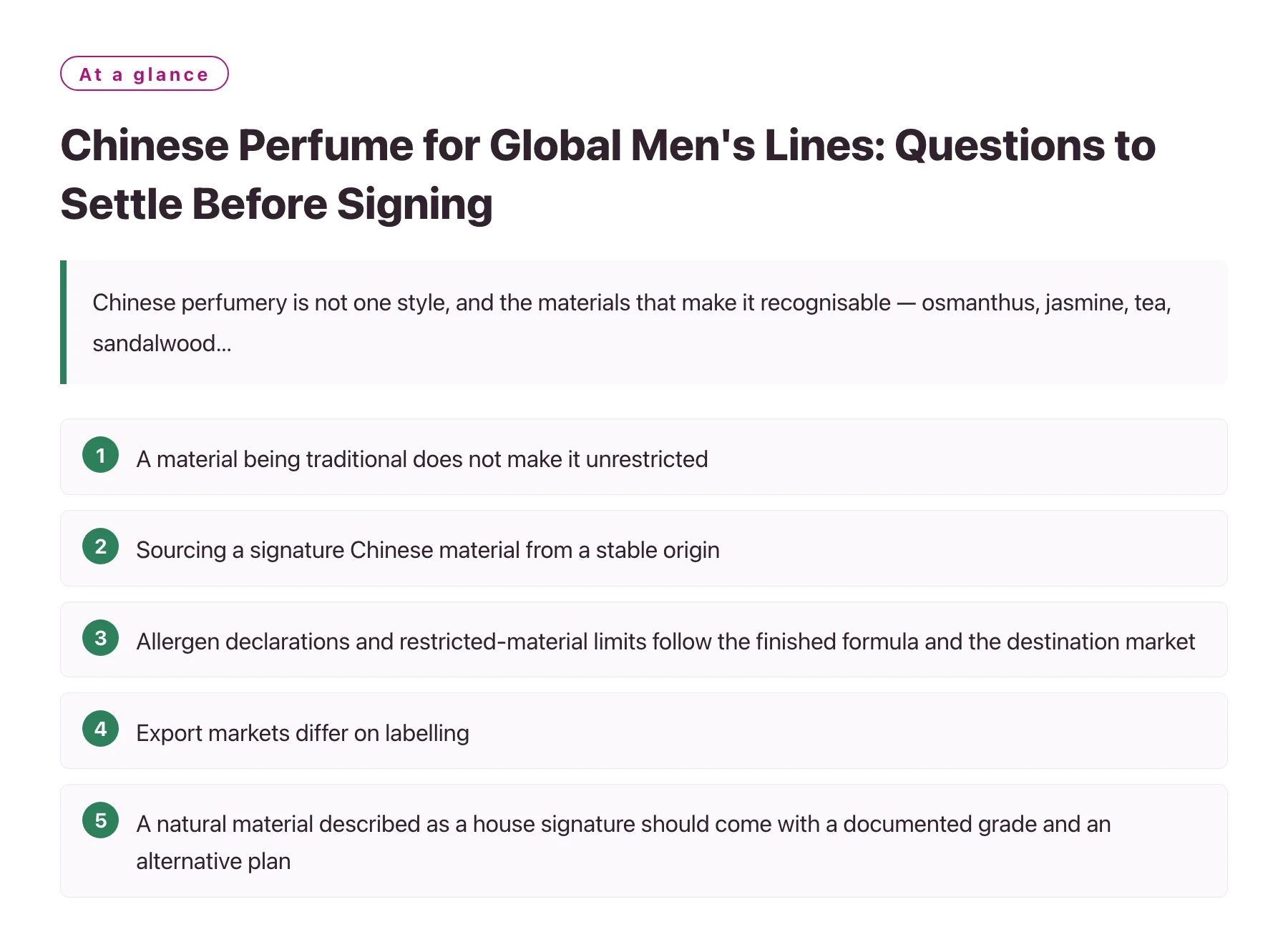 Chinese Perfume for Global Men's Lines: Questions to Settle Before Signing——全文要点速览